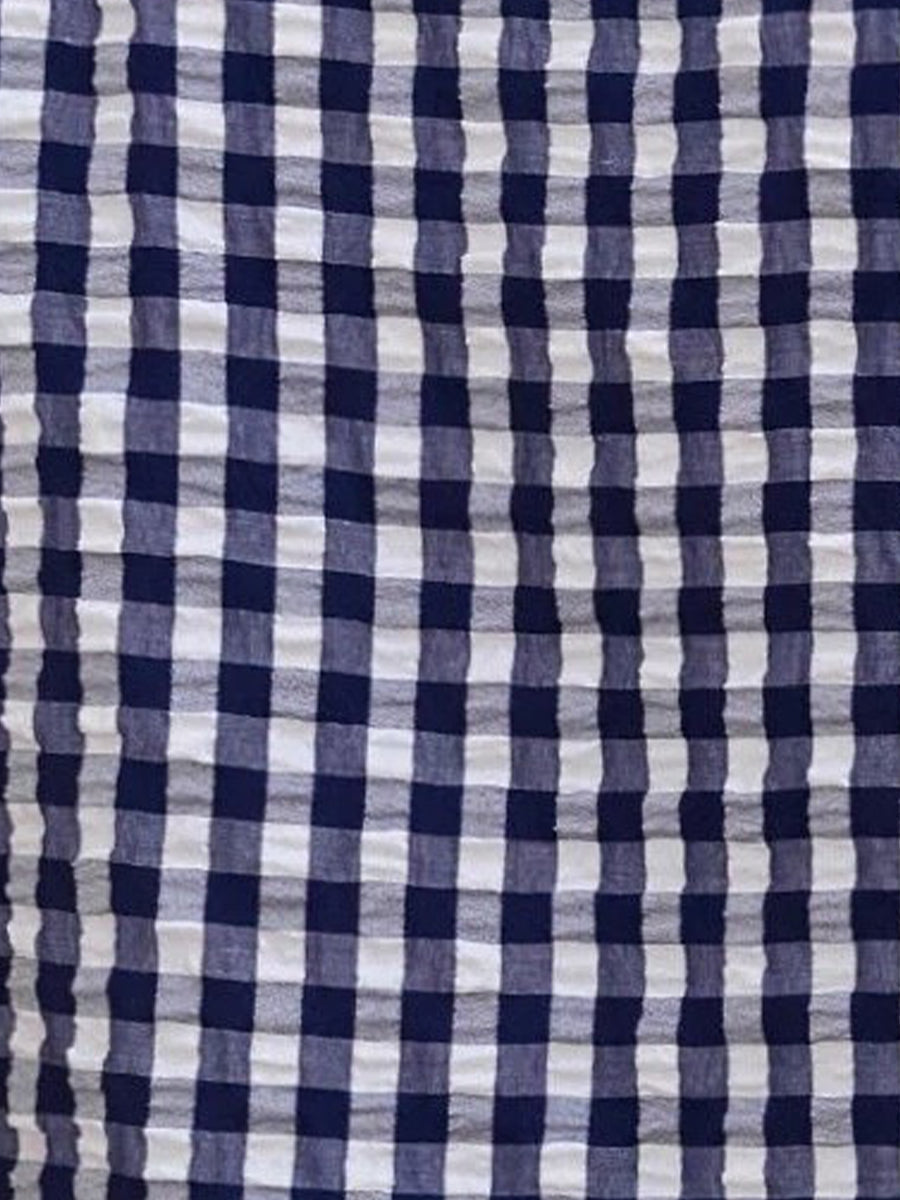 Gingham Double-Layer Ruffled Sleeves Blouse