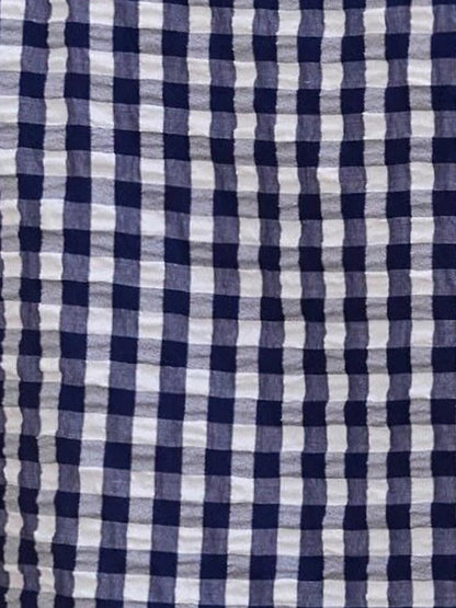 Gingham Double-Layer Ruffled Sleeves Blouse