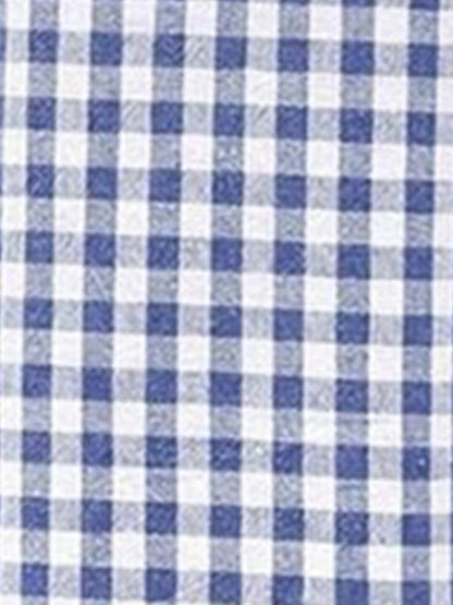 Gingham Elastic Waist Pocket Wide Legs Long Trousers Pants