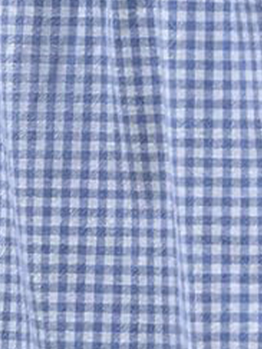Gingham Button Down Cap Sleeve Blouse