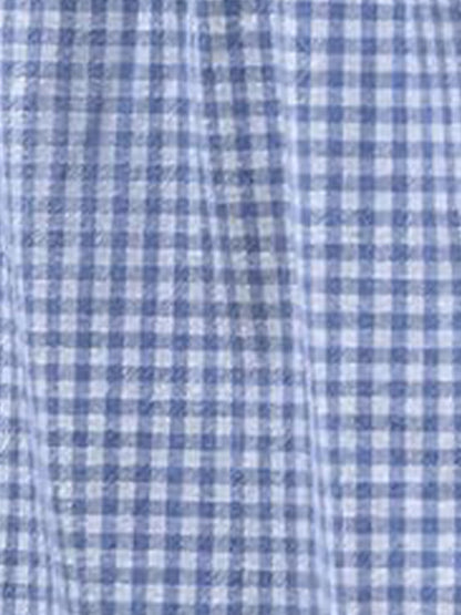 Gingham Button Down Cap Sleeve Blouse