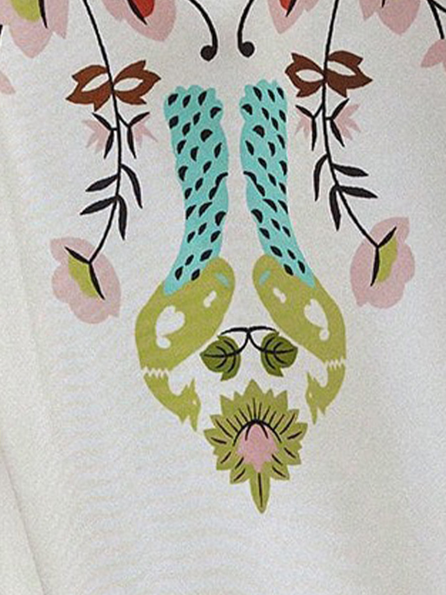 Bohemian 3/4 Bell Sleeve Floral Printed Resort Dress