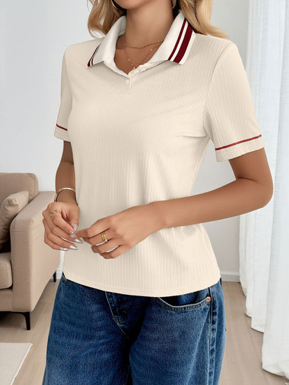 Colorblock Short Sleeves Casual Polo Shirt