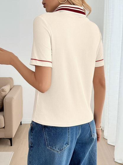 Colorblock Short Sleeves Casual Polo Shirt