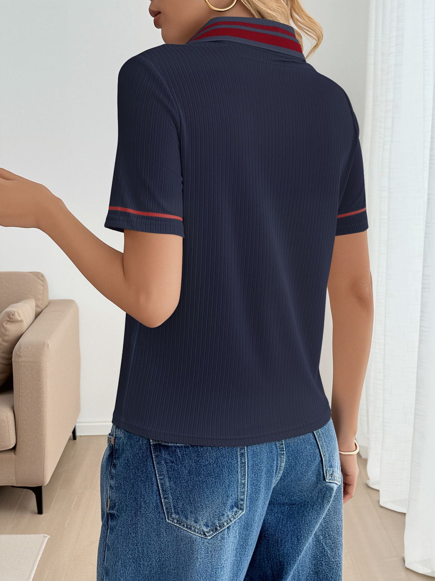 Colorblock Short Sleeves Casual Polo Shirt