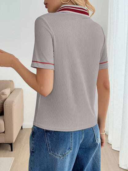 Colorblock Short Sleeves Casual Polo Shirt