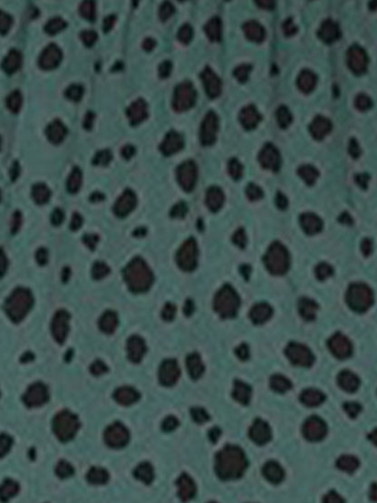 Pocketed Leopard Print Short Sleeve Tiered Dress
