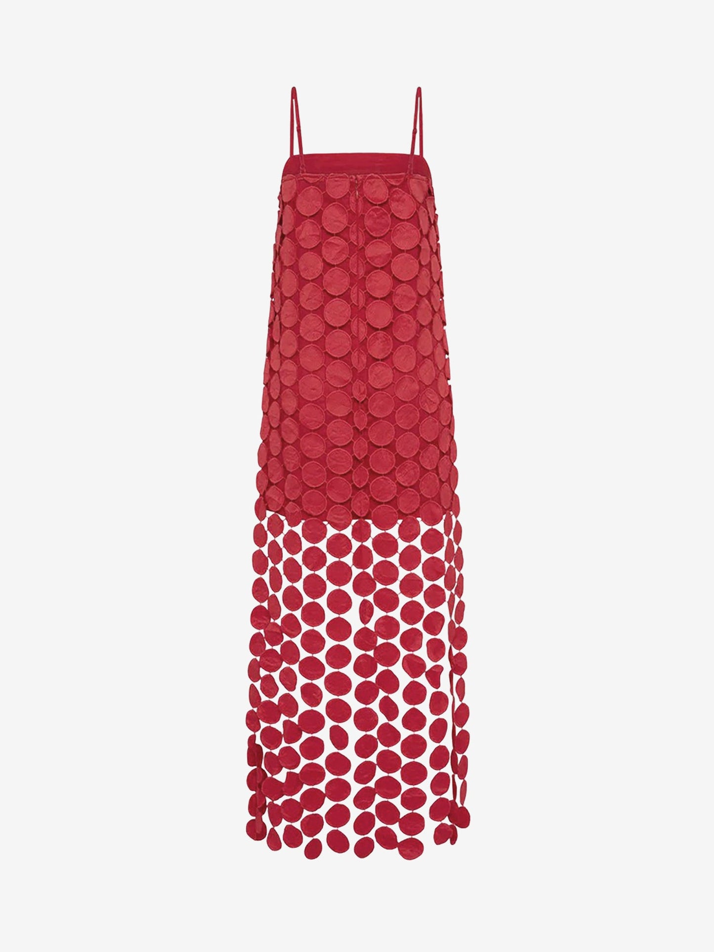 Dots Fringed Spaghetti Strap Midi Dress
