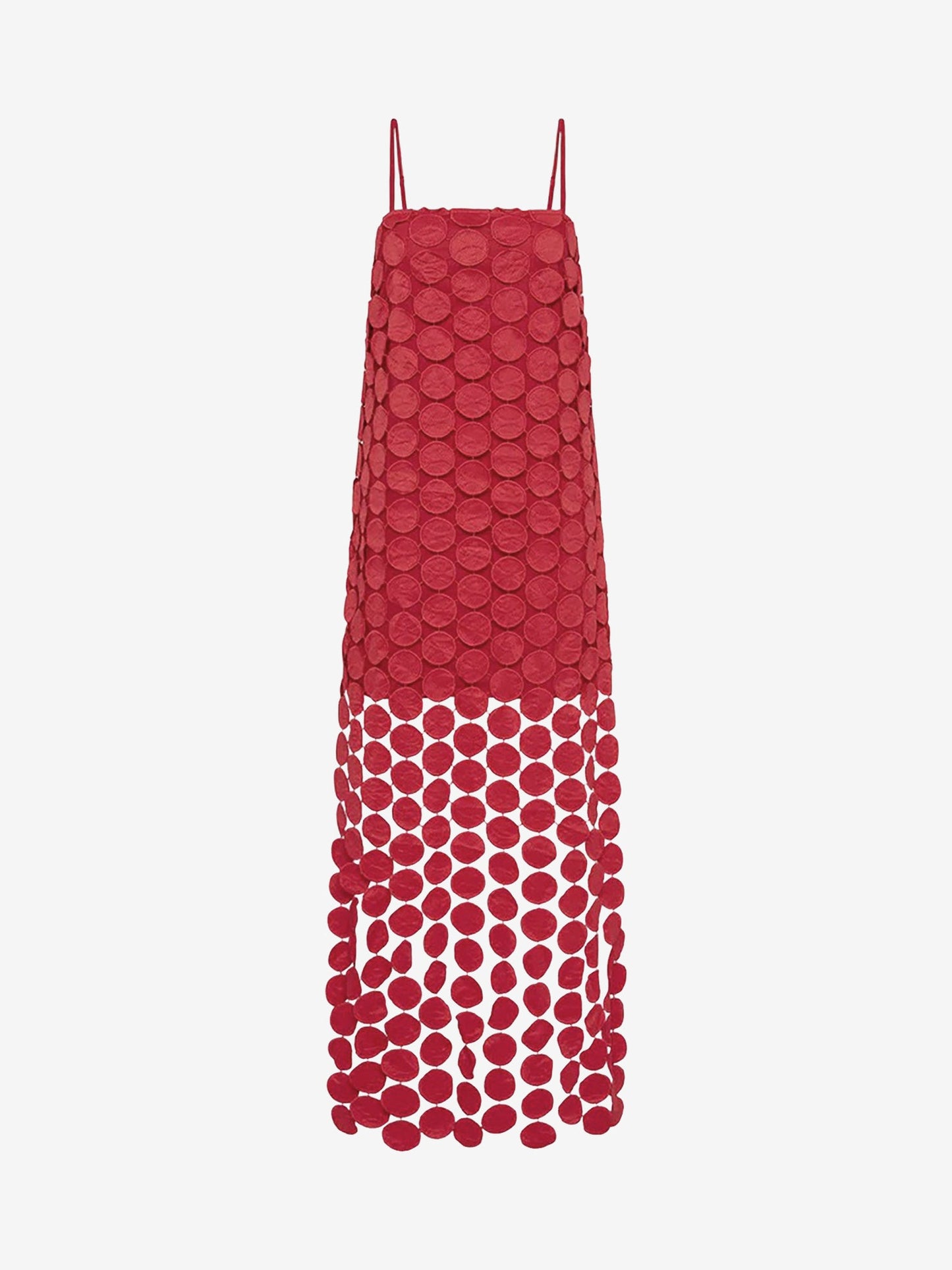 Dots Fringed Spaghetti Strap Midi Dress