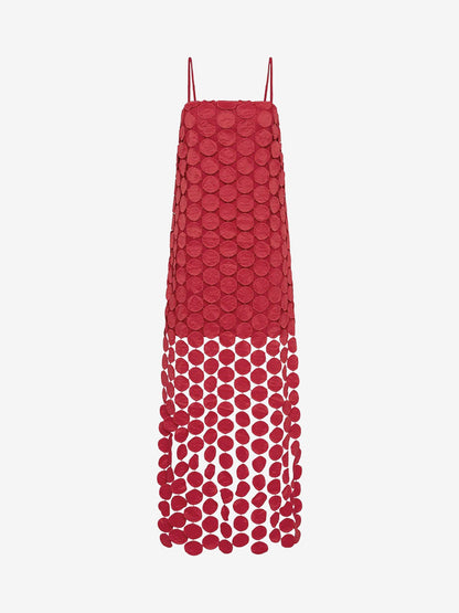 Dots Fringed Spaghetti Strap Midi Dress