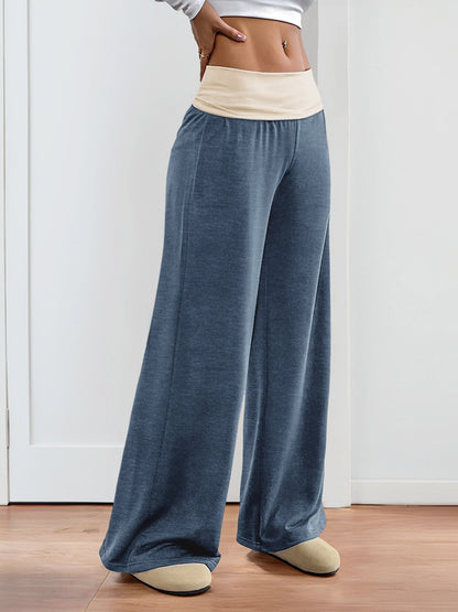Colorblock Casual Sports Wide Leg Workout Trousers Pants