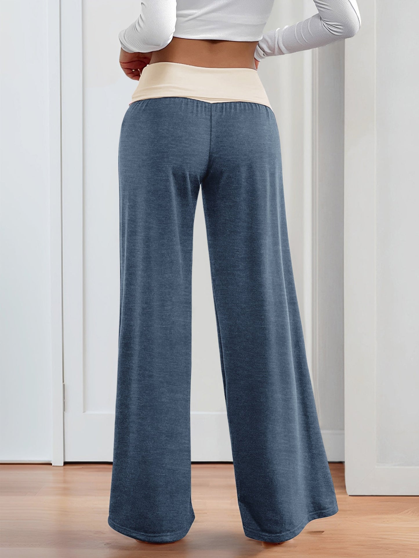 Colorblock Casual Sports Wide Leg Workout Trousers Pants