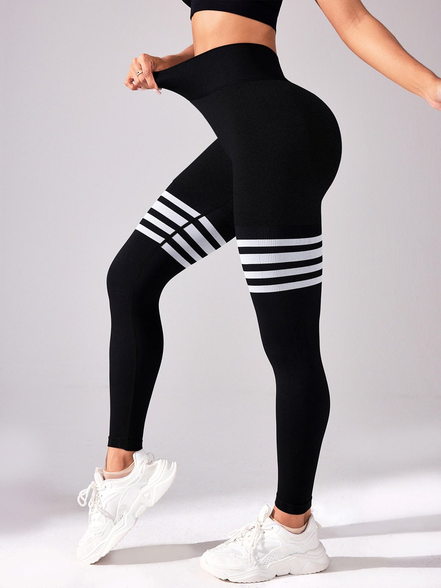 Striped Workout Butt-Lifting Yoga Pants Sports Leggings