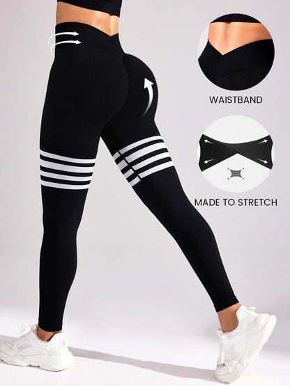 Striped Workout Butt-Lifting Yoga Pants Sports Leggings