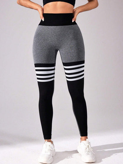 Striped Workout Butt-Lifting Yoga Pants Sports Leggings