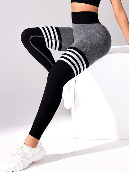 Striped Workout Butt-Lifting Yoga Pants Sports Leggings