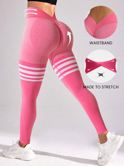 Striped Workout Butt-Lifting Yoga Pants Sports Leggings