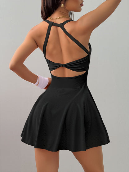 Yoga Tennis Workout Backless Romper Dress