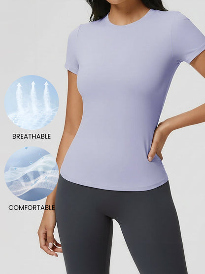 Breathable Short Sleeve Fitted Sports Top