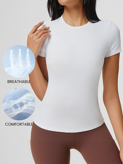 Breathable Short Sleeve Fitted Sports Top