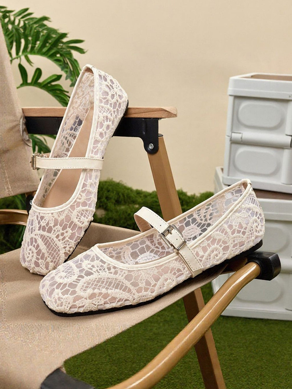 Lace Breathable Square Toes Flats Marie Jane Shoes