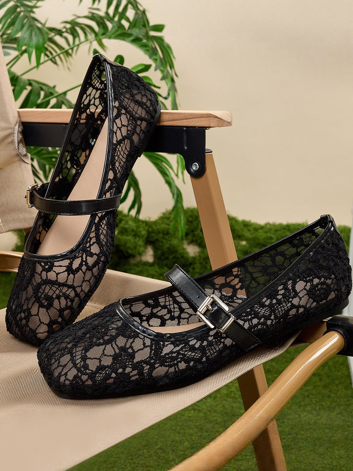 Lace Breathable Square Toes Flats Marie Jane Shoes