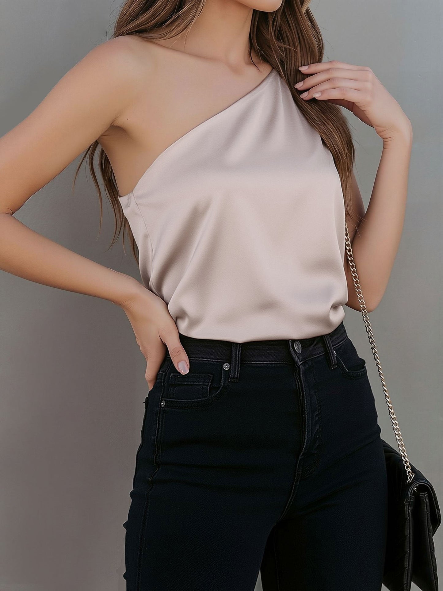 Spring/Summer Casual Off-the-Shoulder Satin Spaghetti-Strap Top for Women