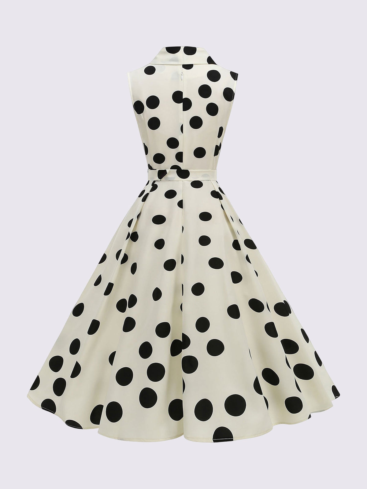 Solid Color/Polka Dot Belted Midi Vintage Swing Dress