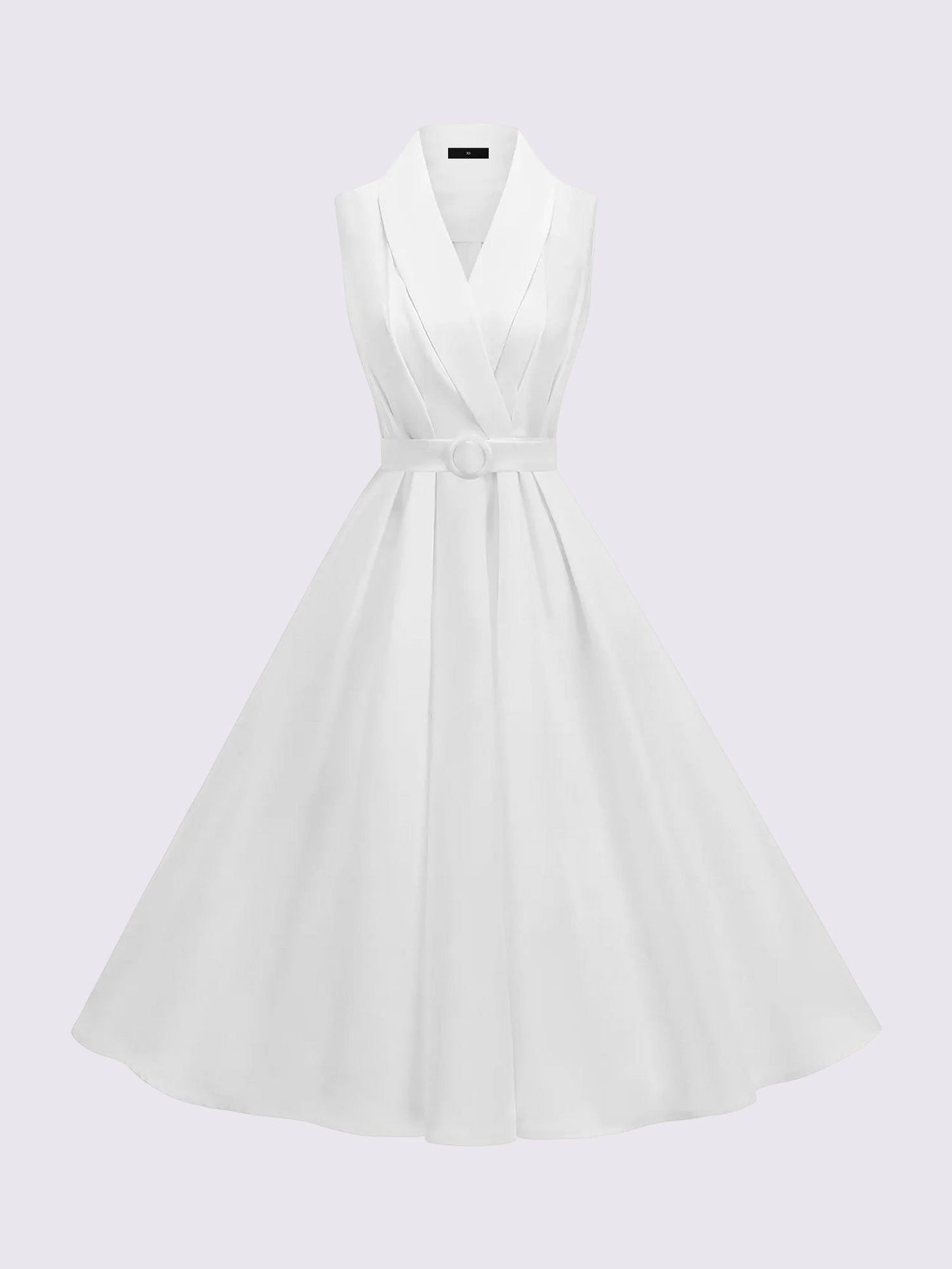 Solid Color/Polka Dot Belted Midi Vintage Swing Dress