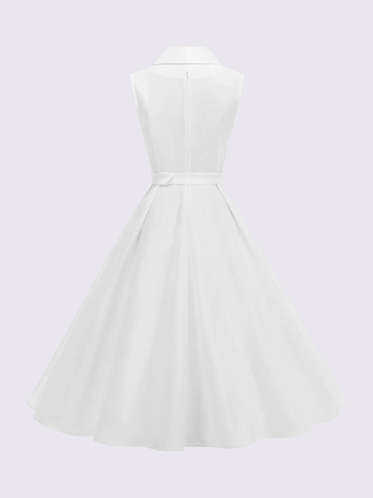 Solid Color/Polka Dot Belted Midi Vintage Swing Dress