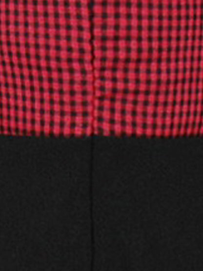Square Neck Gingham Patchwork Retro Swing Dress