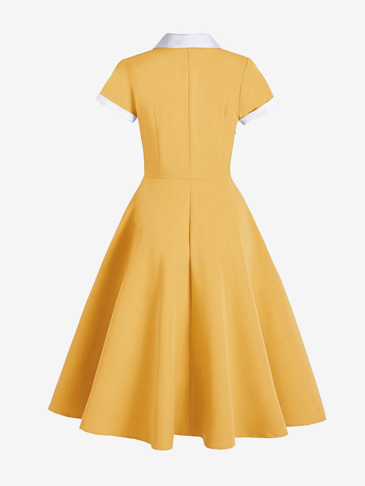 Colorblock Short Sleeves Retro Style Midi Swing Dress