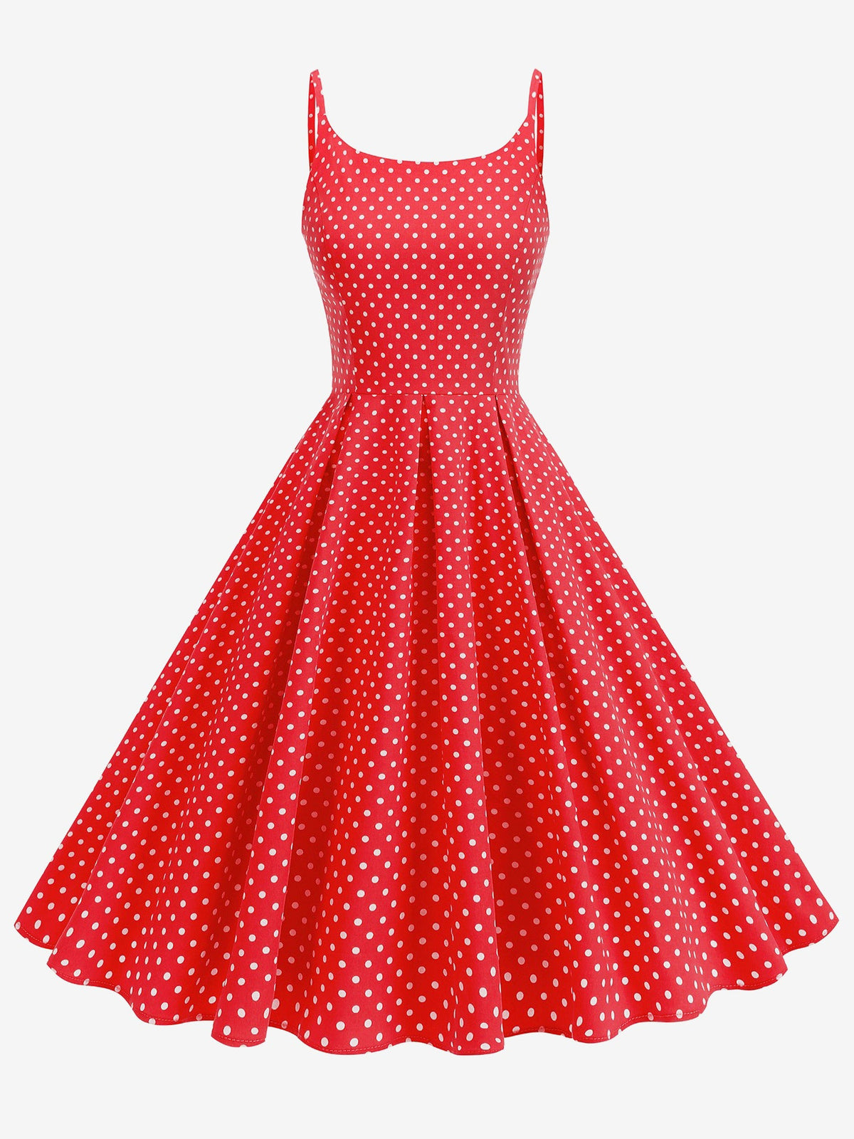 Retro Polka Dot Backless Spaghetti Strap Midi Swing Dress