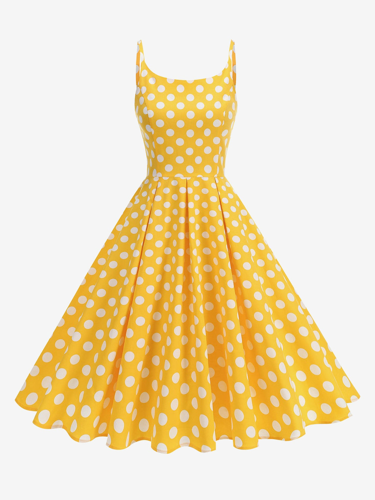 Retro Polka Dot Backless Spaghetti Strap Midi Swing Dress