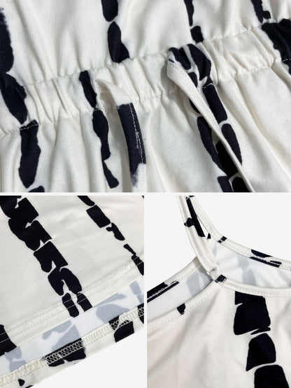 Printed Spaghetti Strap Slit Midi Dress