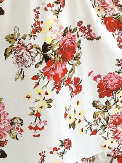 Floral Off-the-Shoulder Puff Sleeve Ruffled A-Line Dress