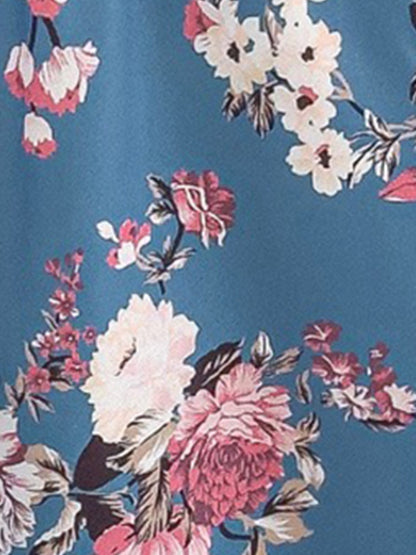 Floral Off-the-Shoulder Puff Sleeve Ruffled A-Line Dress