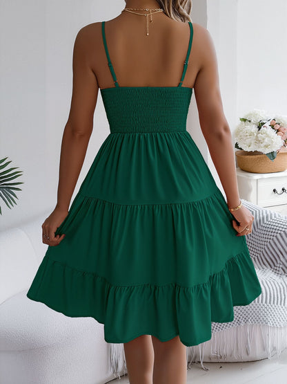 Spaghetti Strap Sleeveless Tiered A-Line Dress