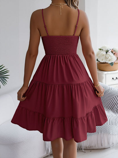 Spaghetti Strap Sleeveless Tiered A-Line Dress
