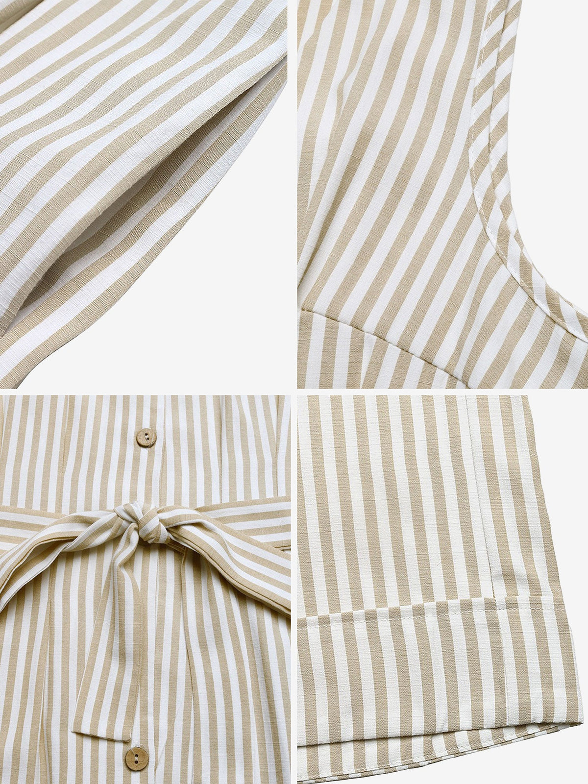 Casual Sleeveless Striped Tie Waist Wide Legs Jumpsuit