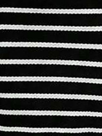 2 Pieces Striped Sleeveless Button Down Top & Slit Midi Skirt Matching Set