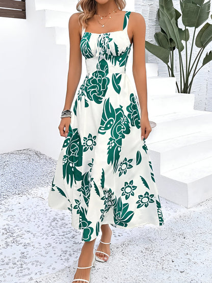 Floral Sleeveless Smocked A-Line Midi Sundress