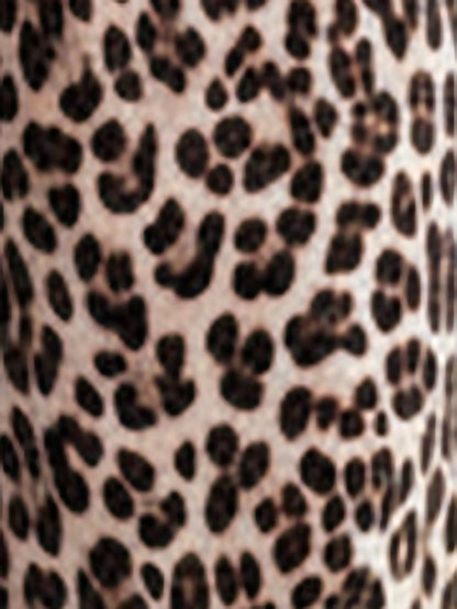 V Neck Leopard Print Pockets Straight Leg Jumpsuits