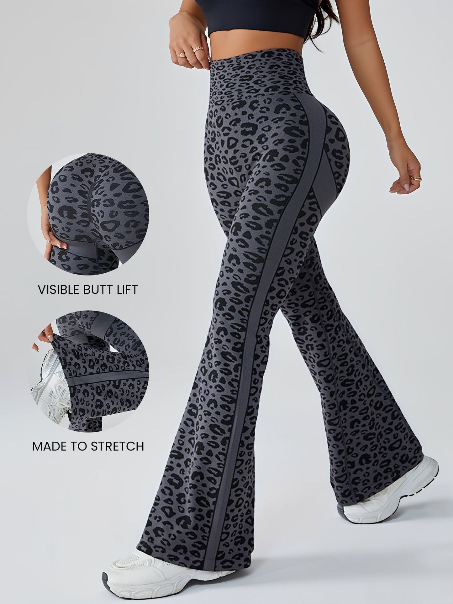 Bell Bottom Workout Leopard Print Fitness Yoga Pants