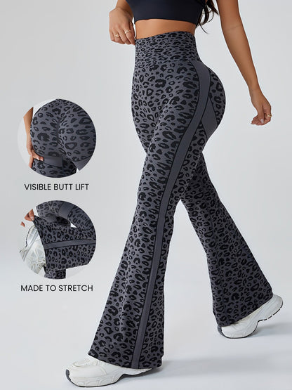 Bell Bottom Workout Leopard Print Fitness Yoga Pants