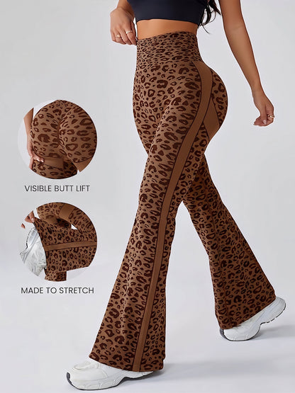 Bell Bottom Workout Leopard Print Fitness Yoga Pants