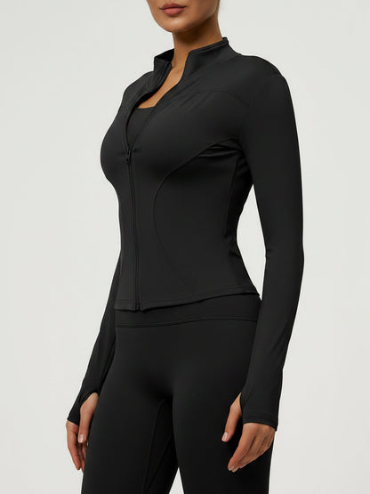 Yoga Zipper Sports Long Sleeve Fitted Running and Fitness Workout Jacket