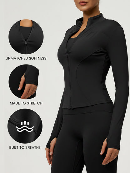 Yoga Zipper Sports Long Sleeve Fitted Running and Fitness Workout Jacket