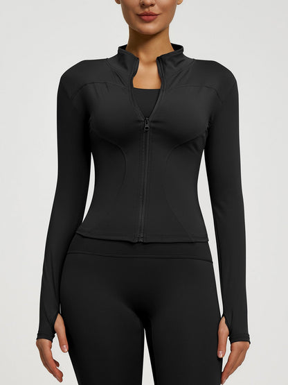 Yoga Zipper Sports Long Sleeve Fitted Running and Fitness Workout Jacket