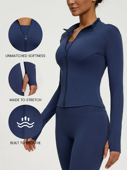 Yoga Zipper Sports Long Sleeve Fitted Running and Fitness Workout Jacket